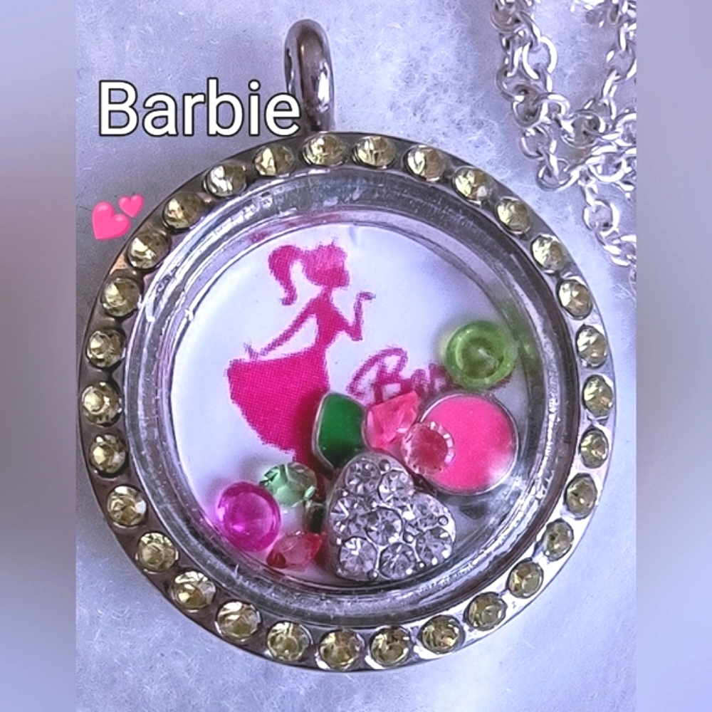 Pink & Green Barbie Story Locket Floating Charms (Clone Listing)